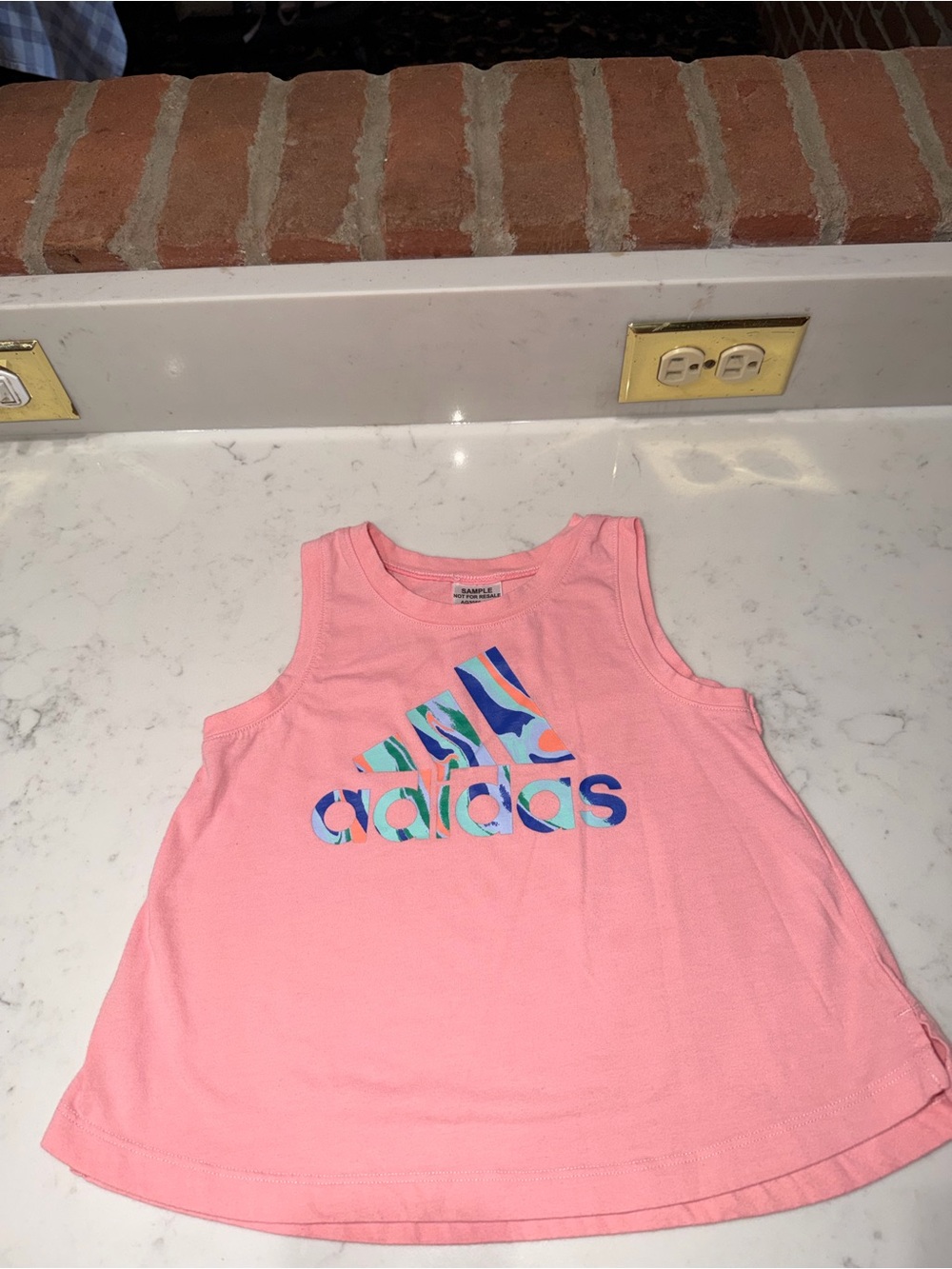 RARE Adidas Sample Girls Pink Marbled Badge of Sport Tank Top Size 5